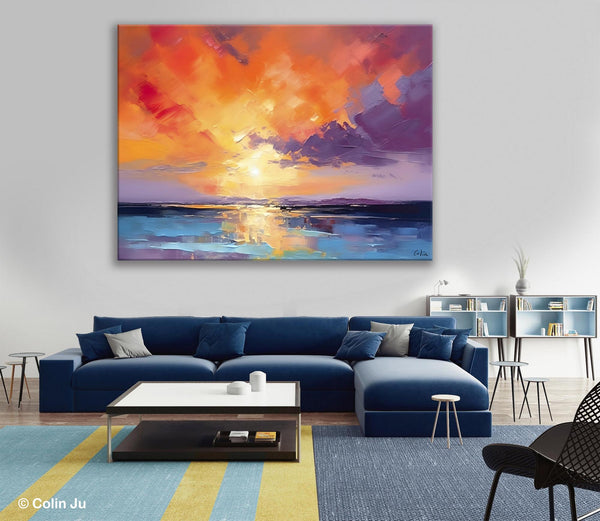 Original Landscape Oil Paintings, Sunrise Paintings, Large Contemporary Wall Art, Oil Painting on Canvas, Extra Large Paintings for Bedroom