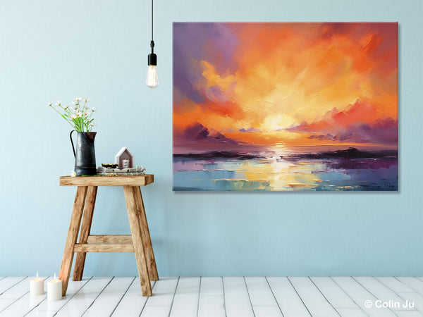 Large Art Painting for Living Room, Original Landscape Canvas Art, Oversized Landscape Wall Art Paintings, Contemporary Acrylic Painting on Canvas-Silvia Home Craft