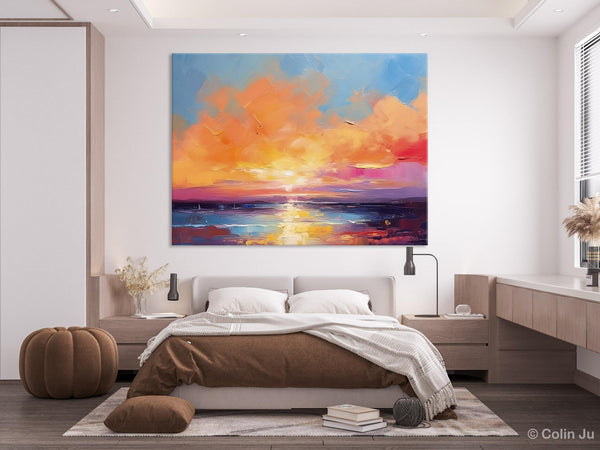 Acrylic Paintings for Living Room, Landscape Canvas Paintings, Sunrise Abstract Acrylic Painting, Contemporary Wall Art on Canvas