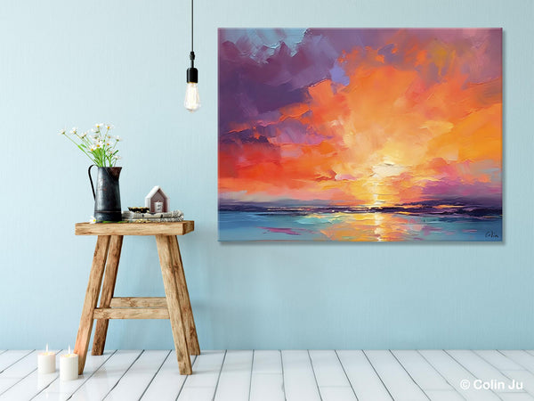 Landscape Acrylic Art, Large Abstract Painting for Living Room, Original Abstract Wall Art, Landscape Canvas Art, Hand Painted Canvas Art-Silvia Home Craft