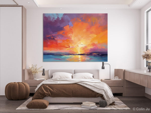 Landscape Acrylic Art, Large Abstract Painting for Living Room, Original Abstract Wall Art, Landscape Canvas Art, Hand Painted Canvas Art-Silvia Home Craft