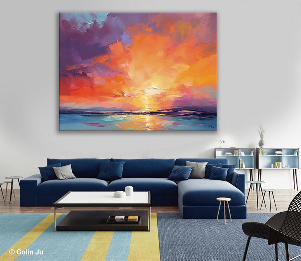 Landscape Acrylic Art, Large Abstract Painting for Living Room, Original Abstract Wall Art, Landscape Canvas Art, Hand Painted Canvas Art-Silvia Home Craft