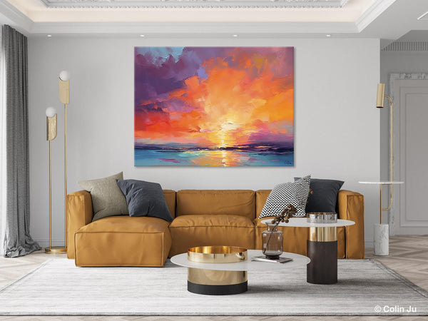 Landscape Acrylic Art, Large Abstract Painting for Living Room, Original Abstract Wall Art, Landscape Canvas Art, Hand Painted Canvas Art-Silvia Home Craft