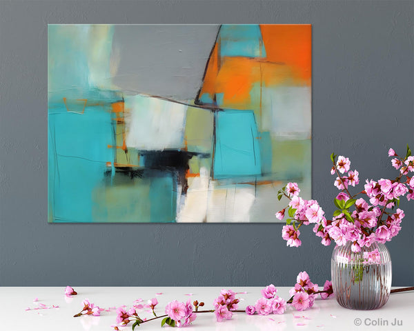 Dining Room Canvas Painting, Original Modern Acrylic Paintings, Contemporary Abstract Artwork, Large Canvas Painting for Office-Silvia Home Craft