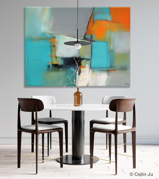 Dining Room Canvas Painting, Original Modern Acrylic Paintings, Contemporary Abstract Artwork, Large Canvas Painting for Office-Silvia Home Craft
