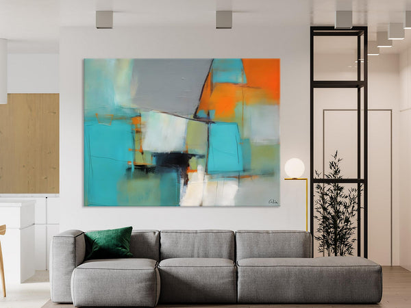 Dining Room Canvas Painting, Original Modern Acrylic Paintings, Contemporary Abstract Artwork, Large Canvas Painting for Office-Silvia Home Craft