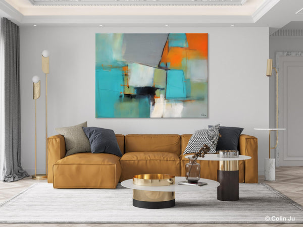 Dining Room Canvas Painting, Original Modern Acrylic Paintings, Contemporary Abstract Artwork, Large Canvas Painting for Office-Silvia Home Craft