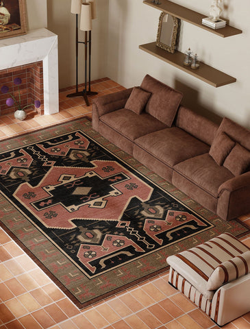 Large Modern Rugs under Dining Room Table, Contemporary Abstract Rugs Next to Bed, Vintage Soft Turkish Rug for Living Room, Geometric Modern Carpets for Office-Silvia Home Craft