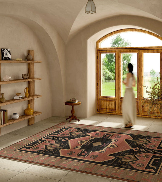 Large Modern Rugs under Dining Room Table, Contemporary Abstract Rugs Next to Bed, Vintage Soft Turkish Rug for Living Room, Geometric Modern Carpets for Office-Silvia Home Craft