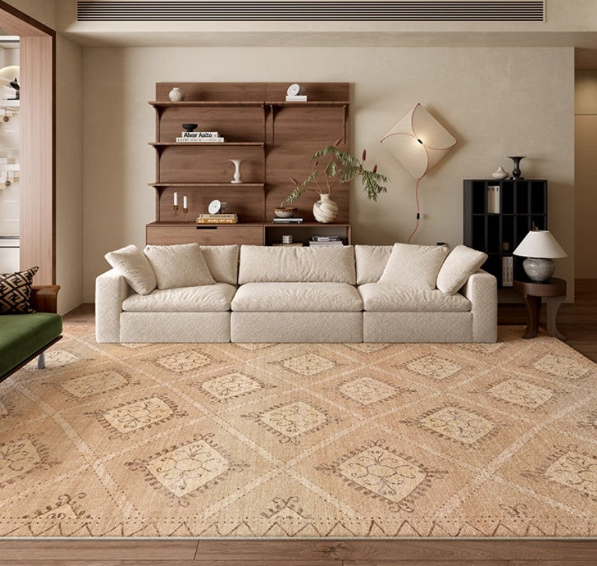Modern Rugs Under Dining Room Table, Geometric Pattern Carpet, Durable Easy Clean Mat
