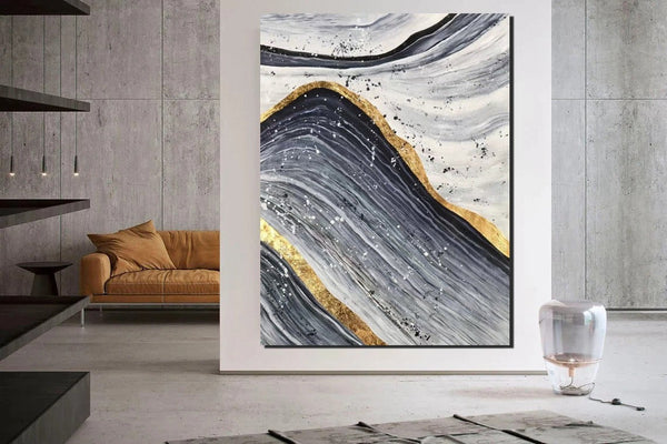Abstract Canvas Painting, Extra Large Abstract Artwork, Modern Paintings for Dining Room, Hand Painted Wall Painting-Silvia Home Craft