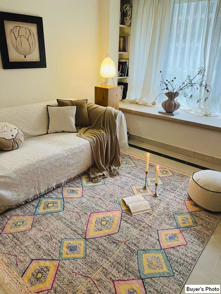 Extra Large Vintage Persian Rugs, Morocco Rugs for Dining Room, Traditional Colorful Moroccan Rug, Bedroom Vintage Rugs, Oversized Area Rugs for Living Room-Silvia Home Craft