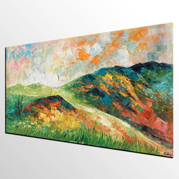 Mountain Landscape Painting, Landscape Painting, Custom Abstract Oil Painting, Bedroom Wall Art