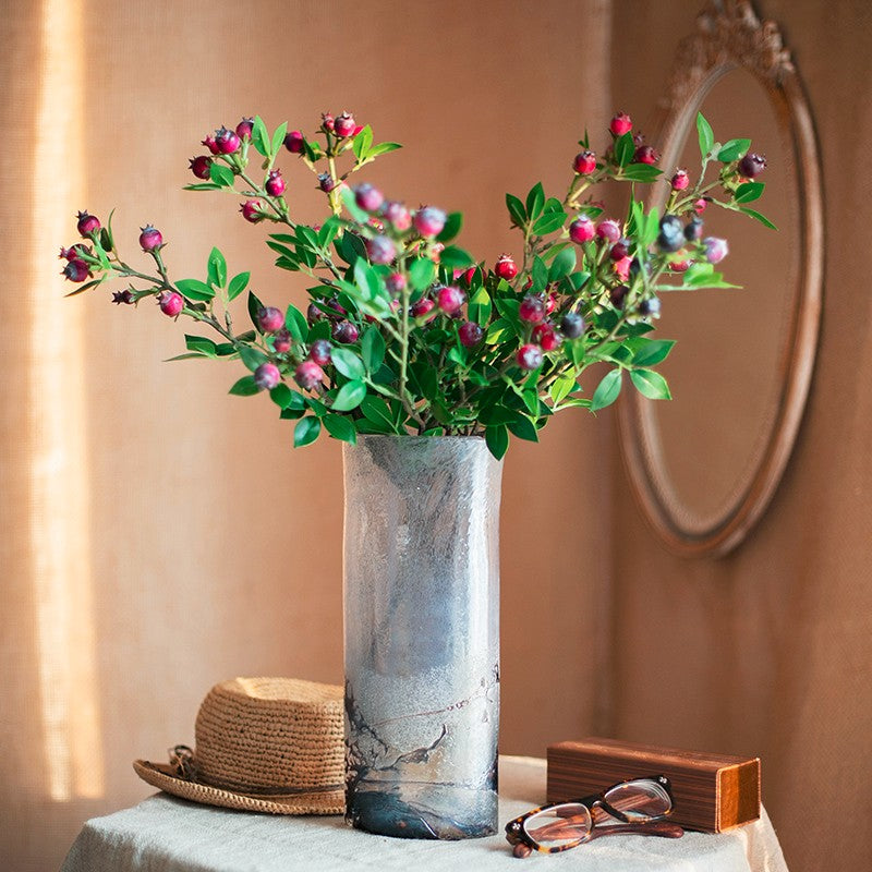 Simple Artificial Flowers for Living Room, Blueberry Fruit Branch, Flower Arrangement Ideas for Home Decoration, Spring Artificial Floral for Bedroom-Silvia Home Craft