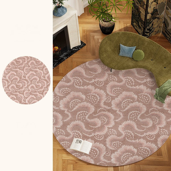 Contemporary Modern Rugs, Mid Century Round Modern Rugs under Chairs, Bedroom Abstract Modern Area Rugs, Geometric Round Rugs for Dining Room-Silvia Home Craft