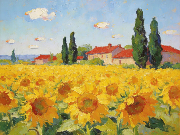 Small Paintings on Canvas, Provence Sunflower Haven, Original Landscape Paintings, Landscape Canvas Paintings, Hand Painted Canvas Art-Silvia Home Craft