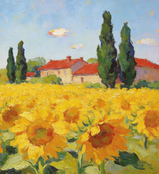 Small Paintings on Canvas, Provence Sunflower Haven, Original Landscape Paintings, Landscape Canvas Paintings, Hand Painted Canvas Art-Silvia Home Craft