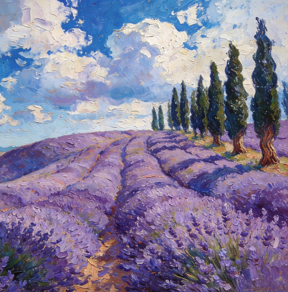 Picturesque Provence Lavender Fields, Canvas Wall Art Paintings, Hand Painted Canvas Art, Landscape Canvas Paintings, Original Oil Paintings, Small Oil Paintings-Silvia Home Craft