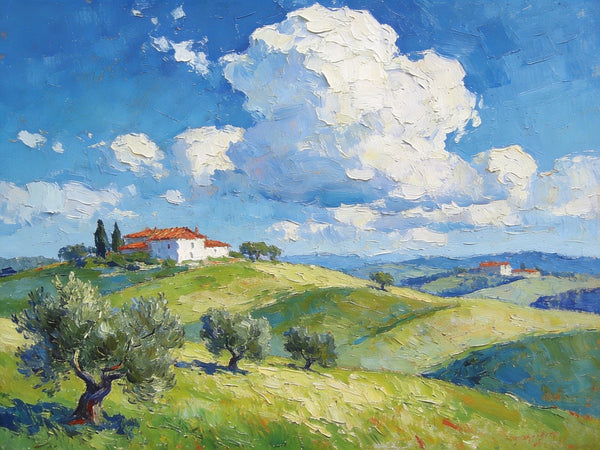 Canvas Wall Art for Living Room, Tuscan Hillside Beauty, Hand Painted Canvas Art, Landscape Oil Paintings, Buy Original Paintings, Small Oil Paintings-Silvia Home Craft