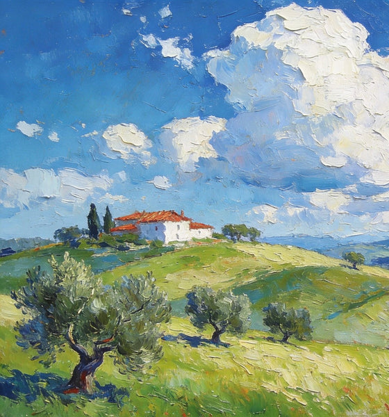 Canvas Wall Art for Living Room, Tuscan Hillside Beauty, Hand Painted Canvas Art, Landscape Oil Paintings, Buy Original Paintings, Small Oil Paintings-Silvia Home Craft