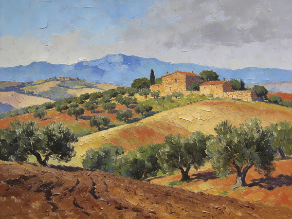 Canvas Wall Art Paintings, Tuscan Hillside Serenity, Hand Painted Canvas Art, Landscape Canvas Paintings, Original Oil Paintings, Small Oil Paintings-Silvia Home Craft