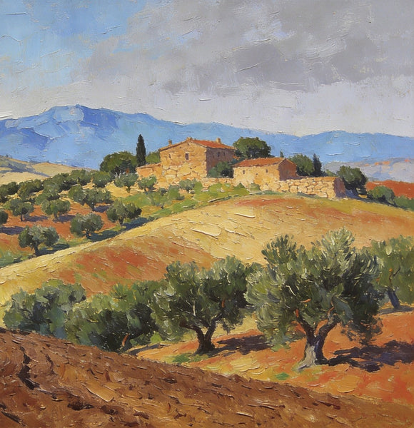 Canvas Wall Art Paintings, Tuscan Hillside Serenity, Hand Painted Canvas Art, Landscape Canvas Paintings, Original Oil Paintings, Small Oil Paintings-Silvia Home Craft