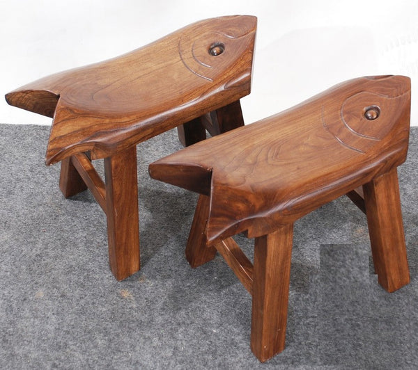 Dining Table Stool, Handmade Vintage Old Elm Wood Stool, Solid Wood low Stool, Creative Shoe-changing Stool, Children's Wooden Stool, Sofa Stool-Silvia Home Craft