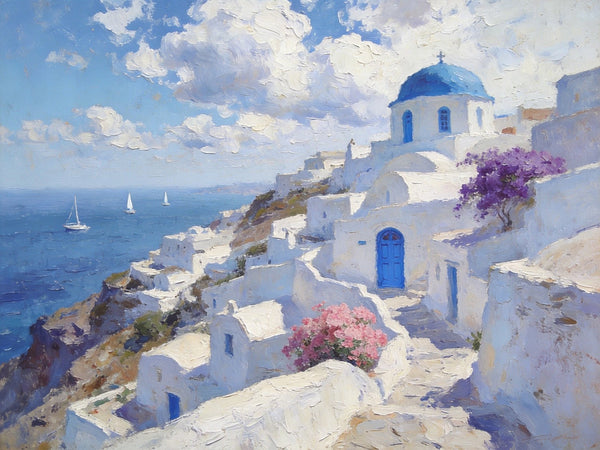 Hand Painted Canvas Art, Aegean Whispers of the Sea, Landscape Art Paintings, Small Oil Paintings, Landscape Canvas Paintings, Original Canvas Paintings-Silvia Home Craft