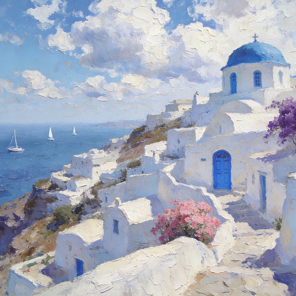 Hand Painted Canvas Art, Aegean Whispers of the Sea, Landscape Art Paintings, Small Oil Paintings, Landscape Canvas Paintings, Original Canvas Paintings-Silvia Home Craft