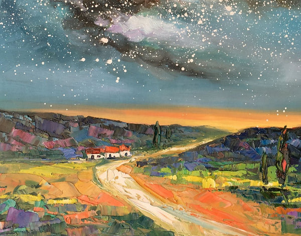 Landscape Oil Paintings, Starry Night Sky Painting, Custom Canvas Artwork, Original Oil Painting on Canvas, Buy Paintings Online