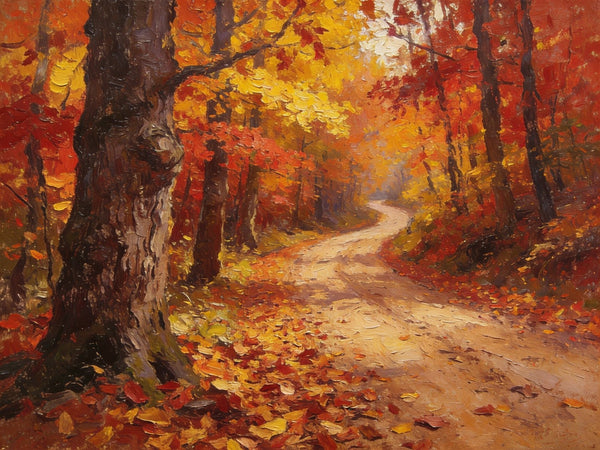 Landscape Canvas Paintings, Autumn Forest Path, Small Paintings on Canvas, Original Landscape Paintings, Hand Painted Canvas Art-Silvia Home Craft