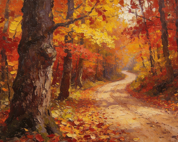 Landscape Canvas Paintings, Autumn Forest Path, Small Paintings on Canvas, Original Landscape Paintings, Hand Painted Canvas Art-Silvia Home Craft