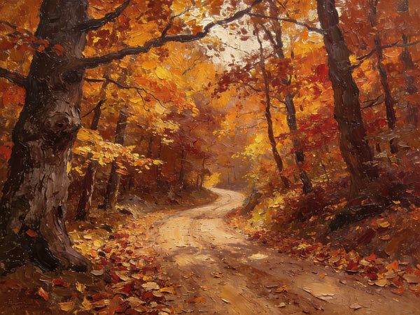 Landscape Canvas Paintings, Charming Autumn Forest Path, Canvas Wall Art Paintings, Hand Painted Canvas Art, Original Oil Paintings, Buy Small Canvas Paintings-Silvia Home Craft
