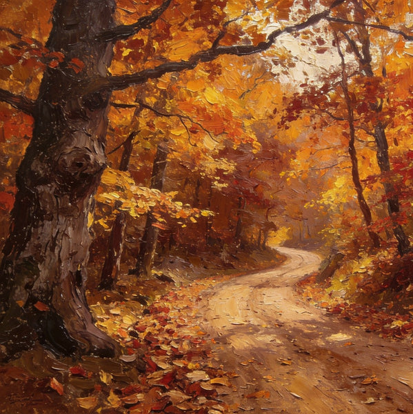 Landscape Canvas Paintings, Charming Autumn Forest Path, Canvas Wall Art Paintings, Hand Painted Canvas Art, Original Oil Paintings, Buy Small Canvas Paintings-Silvia Home Craft