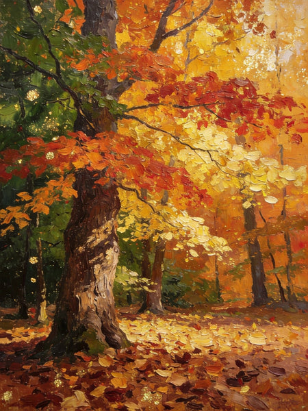 Enchanting Autumn Forest, Hand Painted Canvas Wall Art, Heavy Texture Artwork, Original Wall Art Paintings, Small Oil Paintings-Silvia Home Craft