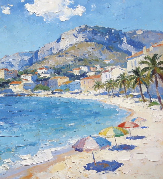 Landscape Paintings for Living Room, Ocean View Beach, Hand Painted Canvas Art, Small Canvas Paintings, Landscape Wall Art Paintings, Original Oil Paintings-Silvia Home Craft