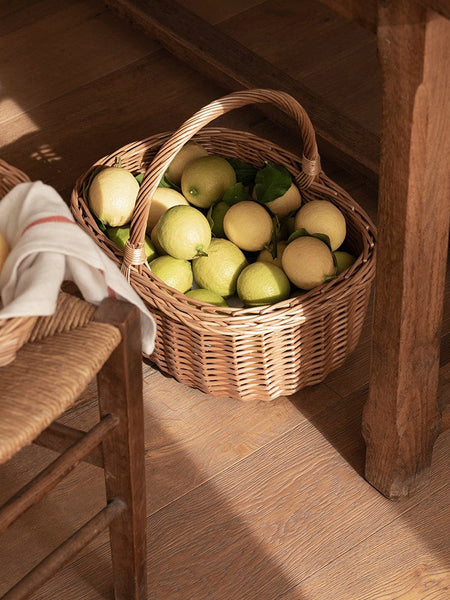 Lovely Willow Weaving Baskets for Vegetable, Large Picnic Food Basket with Handle, Natural Hand-woven Wicker Storage Basket, Natural Fruit Basket, Kitchen Storage Baskets-Silvia Home Craft