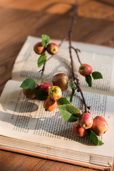 Green Apple Branch, Fruit Branch, Table Centerpiece, Beautiful Modern Flower Arrangement Ideas for Home Decoration, Simple Artificial Floral for Dining Room-Silvia Home Craft
