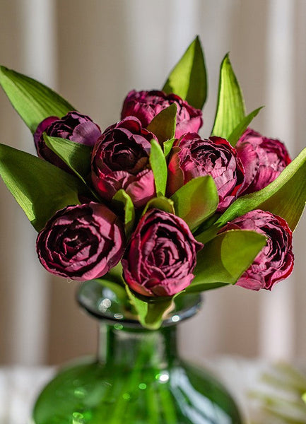 Purple Tulip Flowers, Bedroom Flower Arrangement Ideas, Spring Artificial Floral for Dining Room Table, Simple Modern Floral Arrangement Ideas for Home Decoration-Silvia Home Craft