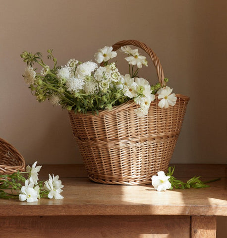 Willow Weaving Baskets with Handle, Large Picnic Food Basket with Handle, Natural Hand-woven Wicker Storage Basket, Natural Fruit Baskets, Kitchen Storage Baskets-Silvia Home Craft