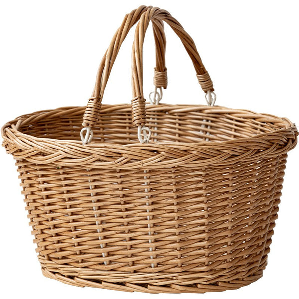 Kitchen Storage Baskets, Small Picnic Food Basket with Handle, Natural Hand-woven Wicker Storage Basket, Willow Weaving Baskets for Vegetable, Natural Fruit Basket-Silvia Home Craft