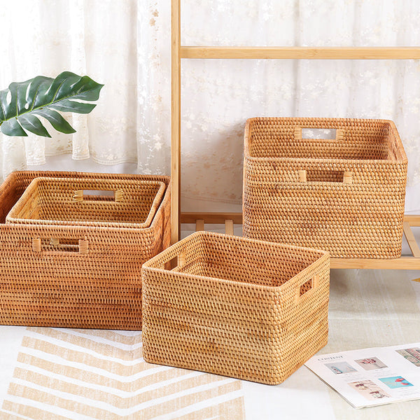 Large Storage Basket for Living Room, Kitchen Storage Baskets, Woven Storage Basket for Shelves, Rattan Storage Baskets for Toys-Silvia Home Craft
