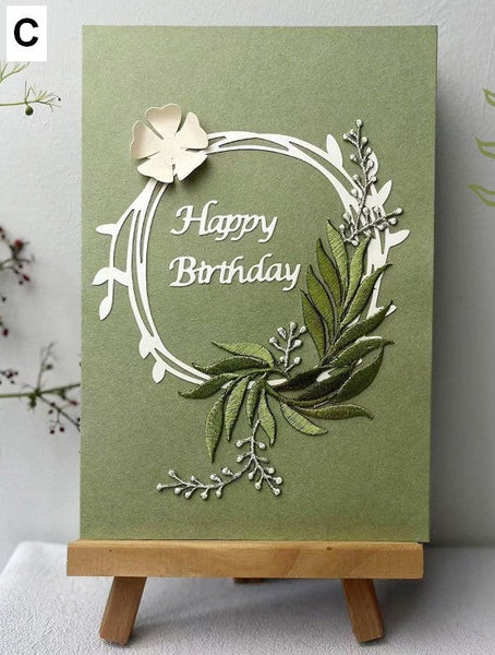 Beautiful Greeting Cards to Friends, Embroidery Greeting Cards, Creative Birthday Greeting Card, Original Handmade Embroidery Greeting Cards-Silvia Home Craft