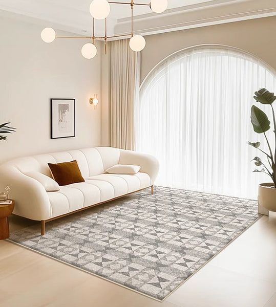 Large Gray Floor Rugs for Living Room, Dining Room Floor Rug, Modern Floor Rugs for Bedroom, Extra Large Geometric Modern Rugs for Office-Silvia Home Craft