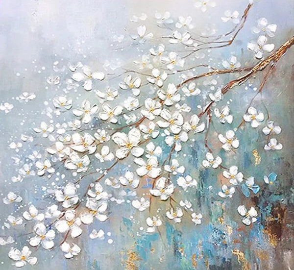 Abstract Flower Painting, Extra Large Abstract Paintings on Canvas, Hand Painted Abstract Painting, Bedroom Wall Art Ideas, Heavy Texture Painting-Silvia Home Craft