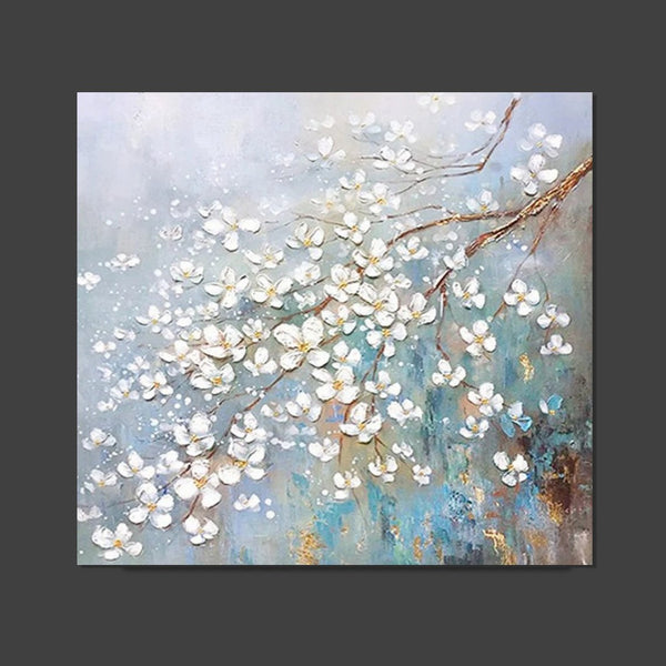 Abstract Flower Painting, Extra Large Abstract Paintings on Canvas, Hand Painted Abstract Painting, Bedroom Wall Art Ideas, Heavy Texture Painting-Silvia Home Craft