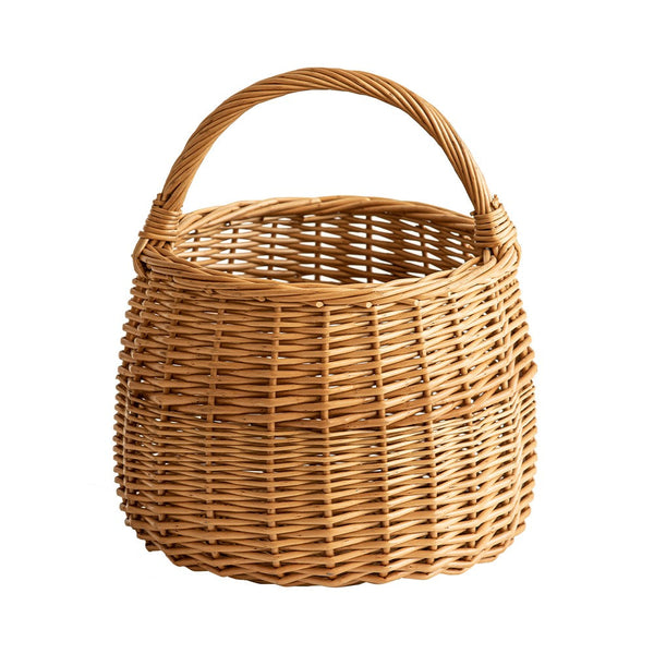 Storage Basket for Kitchen, Picnic Storage Basket with Handle, Hand-woven Wicker Storage Basket, Natural Fruit Basket, Willow Weaving Baskets for Vegetable-Silvia Home Craft