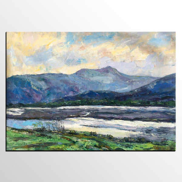 Landscape Canvas Painting, Canvas Wall Art Painting, Mountain Landscape Paintings, Custom Large Painting, Autumn Mountain Painting-Silvia Home Craft