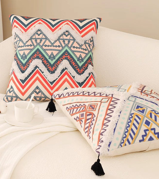 Geometric Modern Pillow Covers, Square Pillows for Couch, Oriental Decorative Throw Pillows for Living Room, Bohemian Decorative Sofa Pillows-Silvia Home Craft