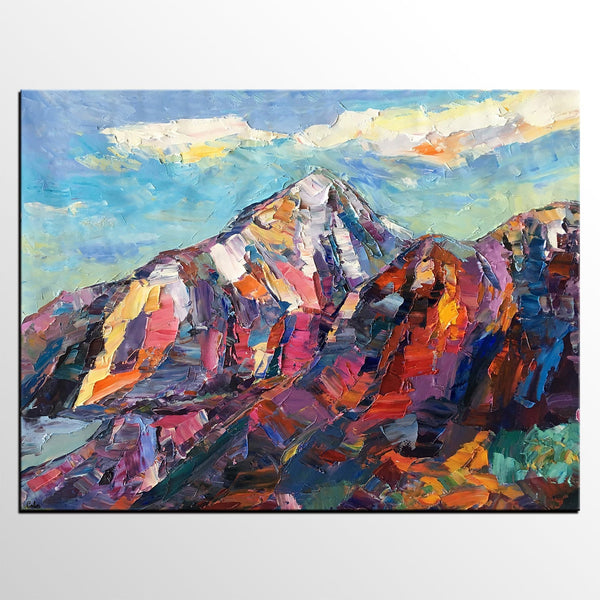 Abstract Mountain Painting, Landscape Wall Art Paintings, Custom Original Landscape Painting, Mountain Landscape Painting-Silvia Home Craft